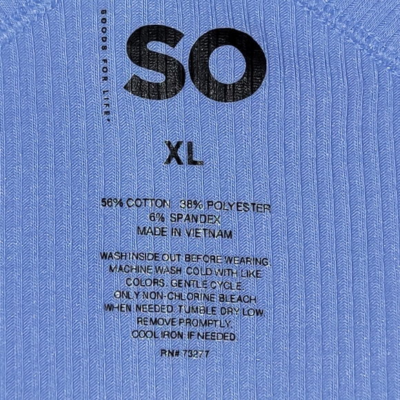 SO Juniors Criss Cross Halter Ribbed Tank Top Blue Junior  XL - Picture 6 of 6